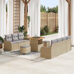 Canapé de Jardin vidaXL 10 Pièces avec Coussins Beige