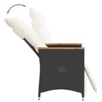 vidaXL Chaises inclinables de jardin lot de 2 et coussins noir rotin
