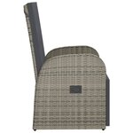 vidaXL Chaise inclinable de jardin avec coussins gris résine tressée