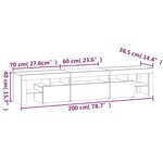 vidaXL Meuble TV avec lumières LED Gris béton 200x36 5x40 cm