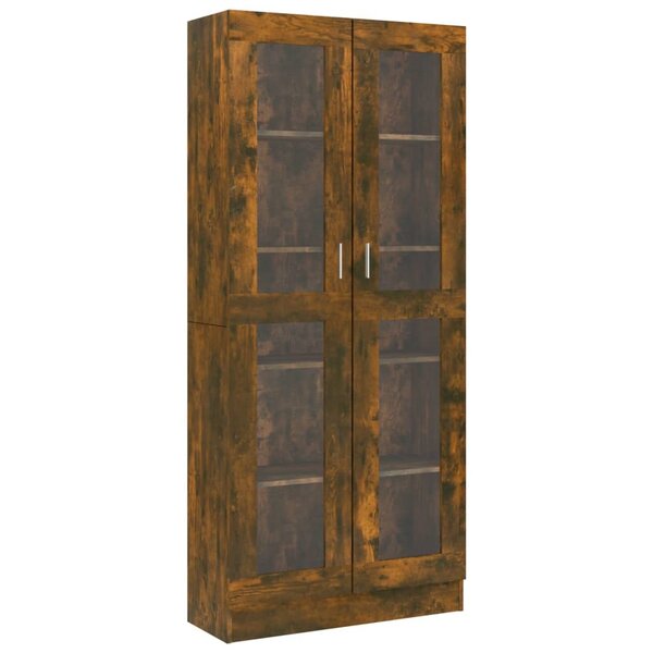 vidaXL Armoire à vitrine Chêne fumé 82 5x30 5x185 5 cm Bois ingénierie