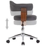 Chaise fauteuil siège pivotante de bureau informatique étude bois courbé et tissu gris 02_0024106