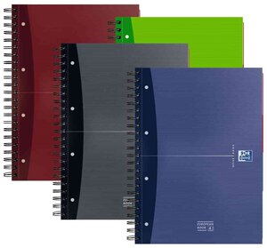 Office Essentials European Book, carnet double spirale, A4+, couverture rigide, 240 pages, réglure Seyès, couleurs assorties, compatible SCRIBZEE®
