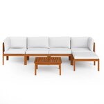 Salon de jardin meuble d'extérieur ensemble de mobilier 6 pièces avec coussins crème bois d'acacia solide 02_0016749
