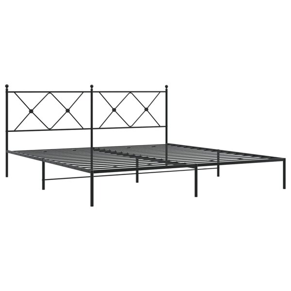 vidaXL Cadre de lit métal avec tête de lit noir 183x213 cm