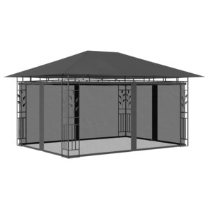 vidaXL Belvédère avec moustiquaire 4x3x2 73 m Anthracite 180 g/m²
