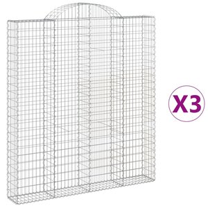 vidaXL Paniers à gabions arqués 3 Pièces 200x30x220/240 cm fer galvanisé