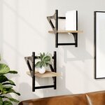 vidaXL Étagères murales avec barres 2 Pièces chêne sonoma 20x25x30 cm