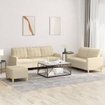 vidaXL Ensemble de canapés 3 Pièces avec coussins crème tissu