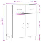 vidaXL Buffet chêne fumé 69 5x34x90 cm bois d'ingénierie