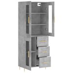 vidaXL Buffet haut Gris béton 69 5x34x180 cm Bois d'ingénierie