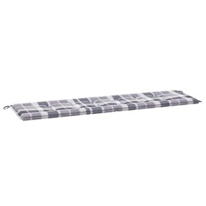 vidaXL Coussin de banc de jardin motif à carreaux gris 180x50x4 cm