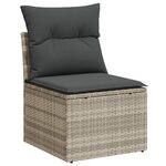 Ensemble de canapé de jardin 8 pièces avec coussins gris clair en rotin poly