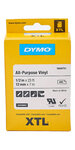 DYMO XTL - Ruban adhésif permanent en vinyle  12mm x 7m - Noir sur Blanc