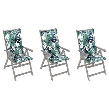 vidaXL Chaises inclinables de jardin 3 Pièces avec coussins Bois d'acacia