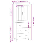 vidaXL Buffet haut Sonoma gris 69 5x34x180 cm Bois d'ingénierie