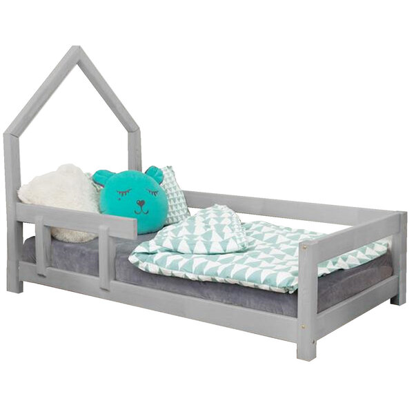 Lit cabane enfant POPPI 120 x 200 gris clair 2