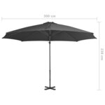 vidaXL Parasol en porte-à-faux et poteau en aluminium 300cm Anthracite