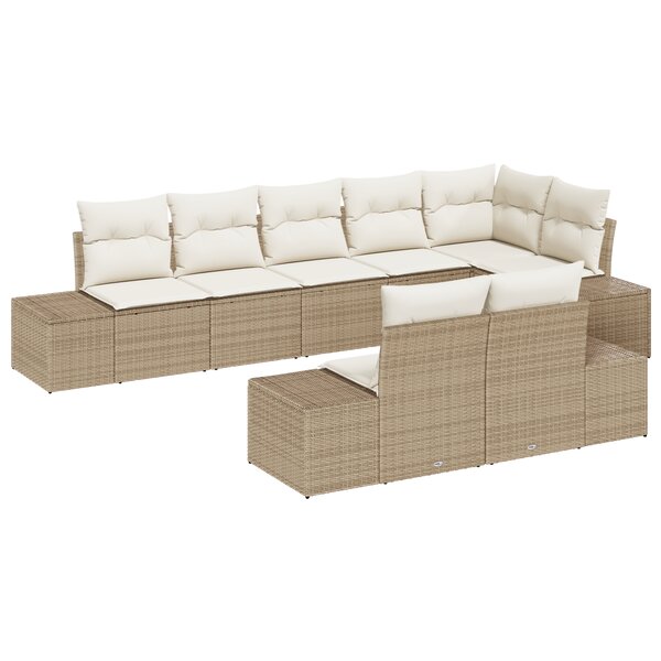 vidaXL Ensemble de canapé de jardin 8 pièces avec coussins en rotin polybeige