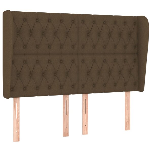 vidaXL Tête de lit avec oreilles Marron foncé 147x23x118/128 cm Tissu