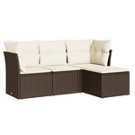 vidaXL Salon de jardin 4 Pièces avec coussins marron résine tressée