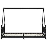 vidaXL Cadre de lit pour enfants noir 90x200 cm bois de pin massif