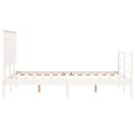 vidaXL Cadre de lit avec tête de lit blanc double bois massif