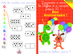 67-1101-B Carte Pédagogique Bon Anniversaire Jeux avec Crayon de couleur aléatoire et Enveloppe Jaune J'apprends à écrire les chiffres et compter jusqu'à 10 ballons pour Enfant Maternelle CP 4 5 6 ans