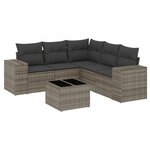 vidaXL Salon de jardin 6 Pièces avec coussins gris résine tressée