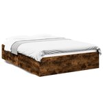 vidaXL Cadre de lit chêne fumé 135x190 cm bois d'ingénierie