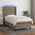 vidaXL Sommier à lattes de lit matelas et LED Taupe 90x190 cm Tissu