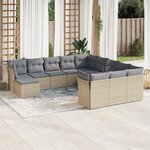 vidaXL Salon de jardin avec coussins 12 Pièces beige résine tressée