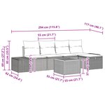 vidaXL Ensemble de 6 Canapés de Jardin avec Coussins Beige Rattan