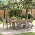 Set de salle à manger de jardin vidaXL 9 pièces gris poly rattan