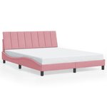 vidaXL Cadre de lit avec tête de lit Rose 160x200 cm Velours