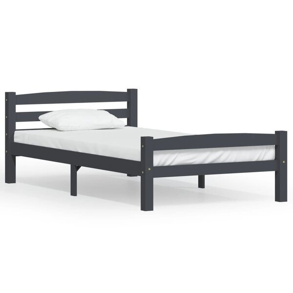vidaXL Cadre de lit sans matelas gris foncé pin massif 100x200 cm
