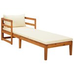 vidaXL Chaise longue avec coussins blanc crème Bois d'acacia solide