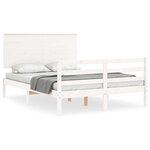 vidaXL Cadre de lit avec tête de lit blanc double bois massif