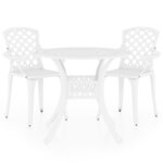 vidaXL Ensemble de bistro 3 Pièces Aluminium coulé Blanc