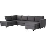 Canapé d'angle panoramique convertible Cats - Tissu gris - L 292 x P 187 x H 86 cm