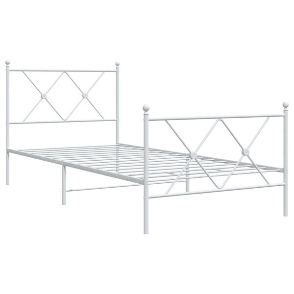 vidaXL Cadre de lit métal avec tête de lit/pied de lit blanc 90x200 cm