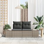 vidaXL Canapé de jardin 2 places avec coussins gris en rotin poly