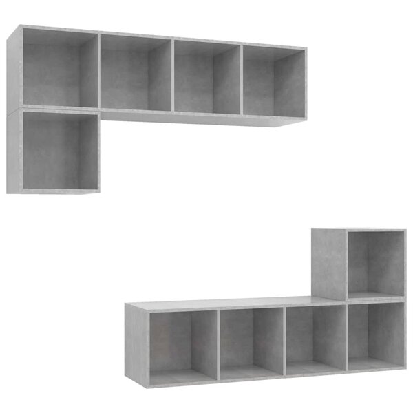 vidaXL Ensemble de meuble TV 4 Pièces Gris béton Aggloméré