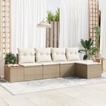 Set de Canapé de Jardin vidaXL de 5 Pièces avec Coussins Beige en Rotin Poly