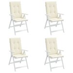 vidaXL Coussins de chaise de jardin dossier haut lot de 4 crème tissu