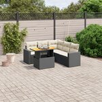 vidaXL Salon de jardin 6 Pièces avec coussins noir résine tressée