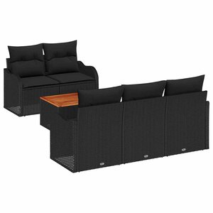 vidaXL Ensemble de canapé de jardin avec stockage 6 Pièces Noir polyrotin