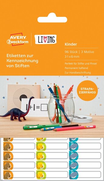 Etui de 96 étiquette living 31 x 6 mm spéciale stylo blanc avery zweckform