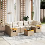 vidaXL Salon de jardin avec coussins 8 Pièces beige résine tressée