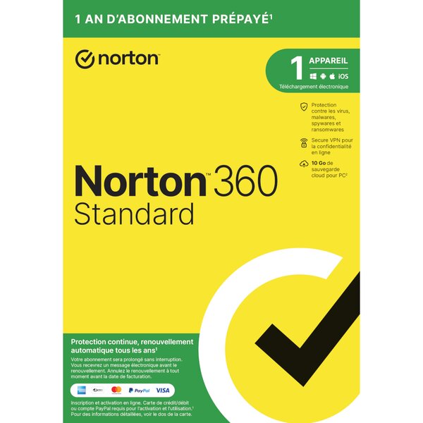 Norton 360 standard - licence 1 an - 1 poste - a télécharger